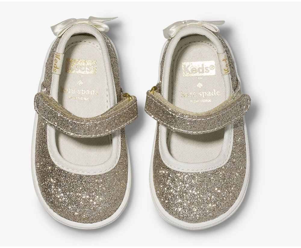 Slip Ons Keds Niños Doradas - Kate Spade New York Sloane Mj Glitter Crib - 865-MUOZBA